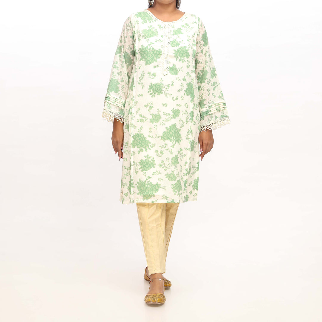 Cream Printed Georget Shirt PS4963