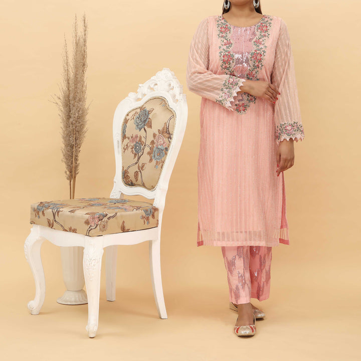 2PC- Glittery Broshia Chiffon Suit PS4967