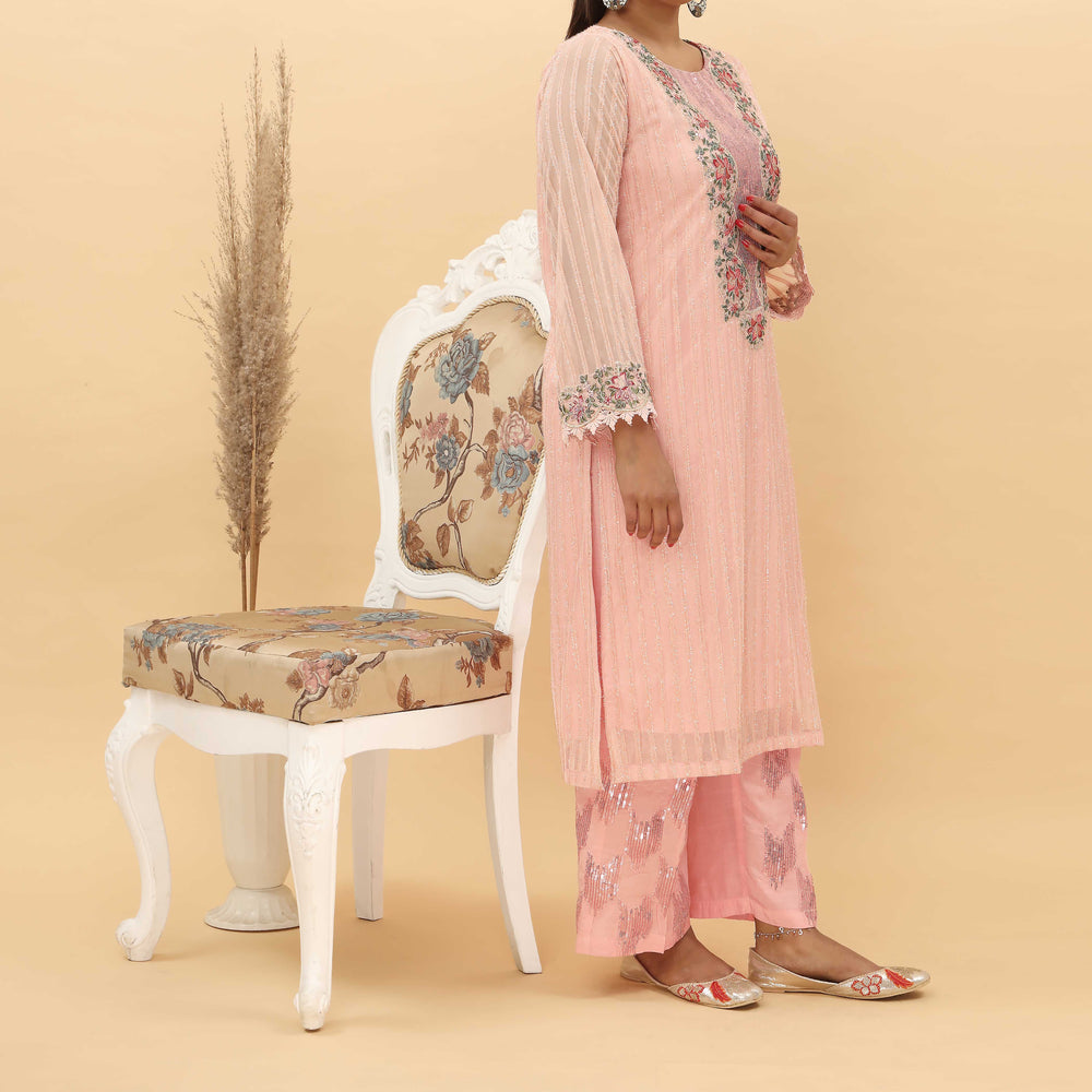 2PC- Glittery Broshia Chiffon Suit PS4967