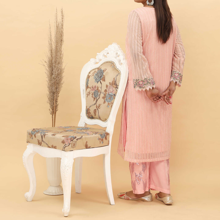 2PC- Glittery Broshia Chiffon Suit PS4967