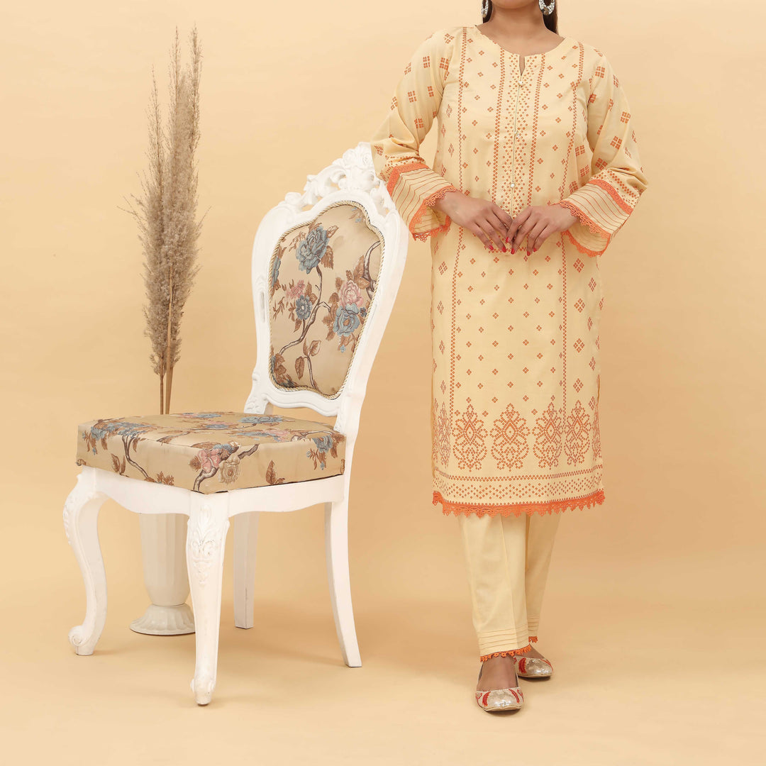 2PC- Screen Printed Cotton Cambric Suit PS4970