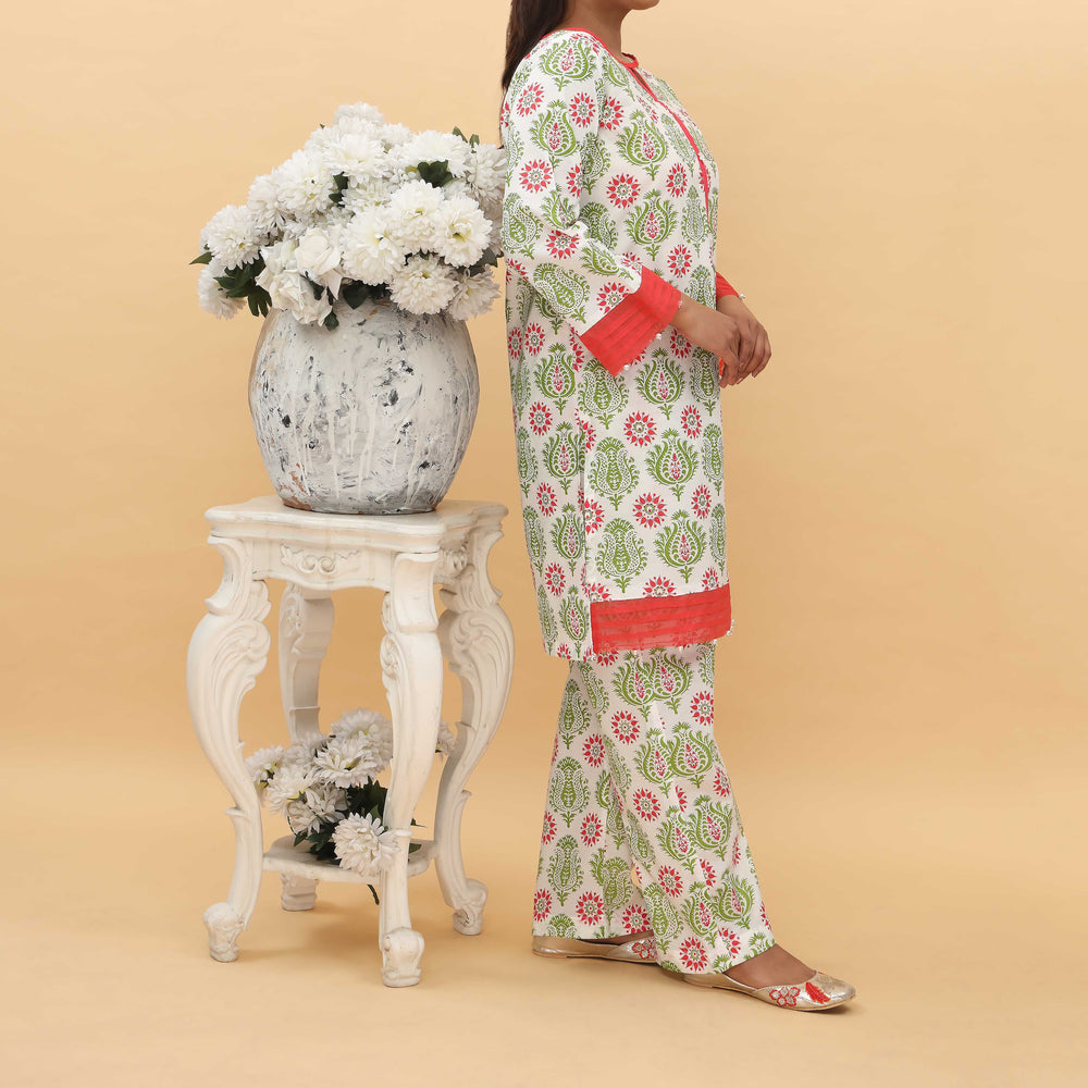 2PC- Printed Cambric Cord Set PS4971