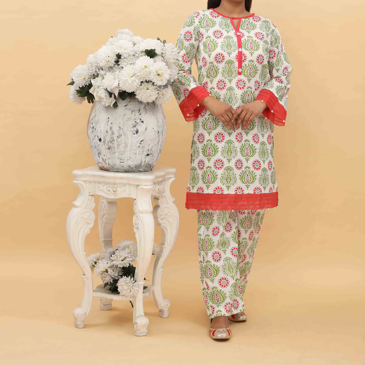 2PC- Printed Cambric Cord Set PS4971