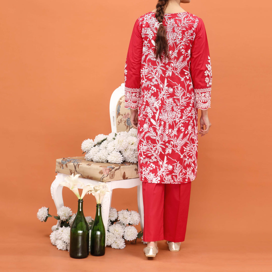 2PC- Embroidered Cambric Co-ord Set PS5001