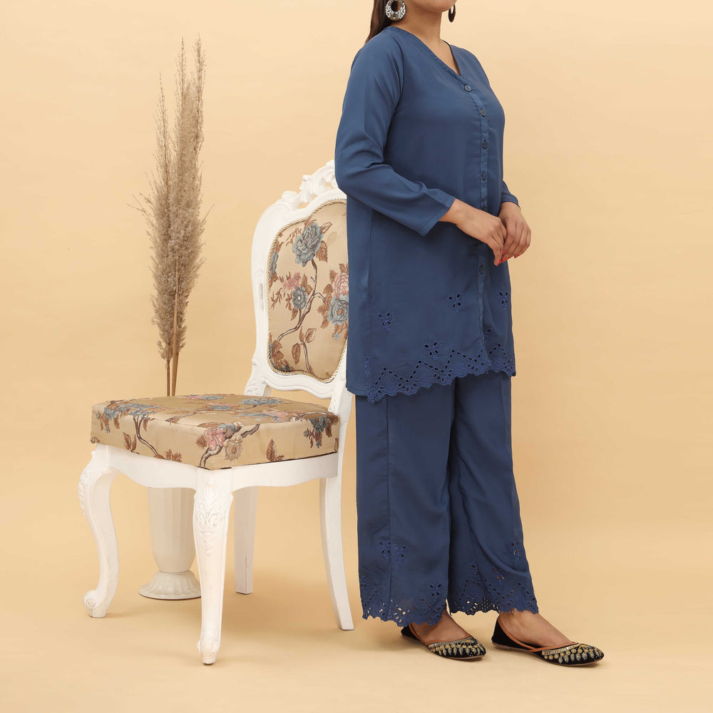 2PC- Schiffli Embroidery Grip Silk Suit PS5011