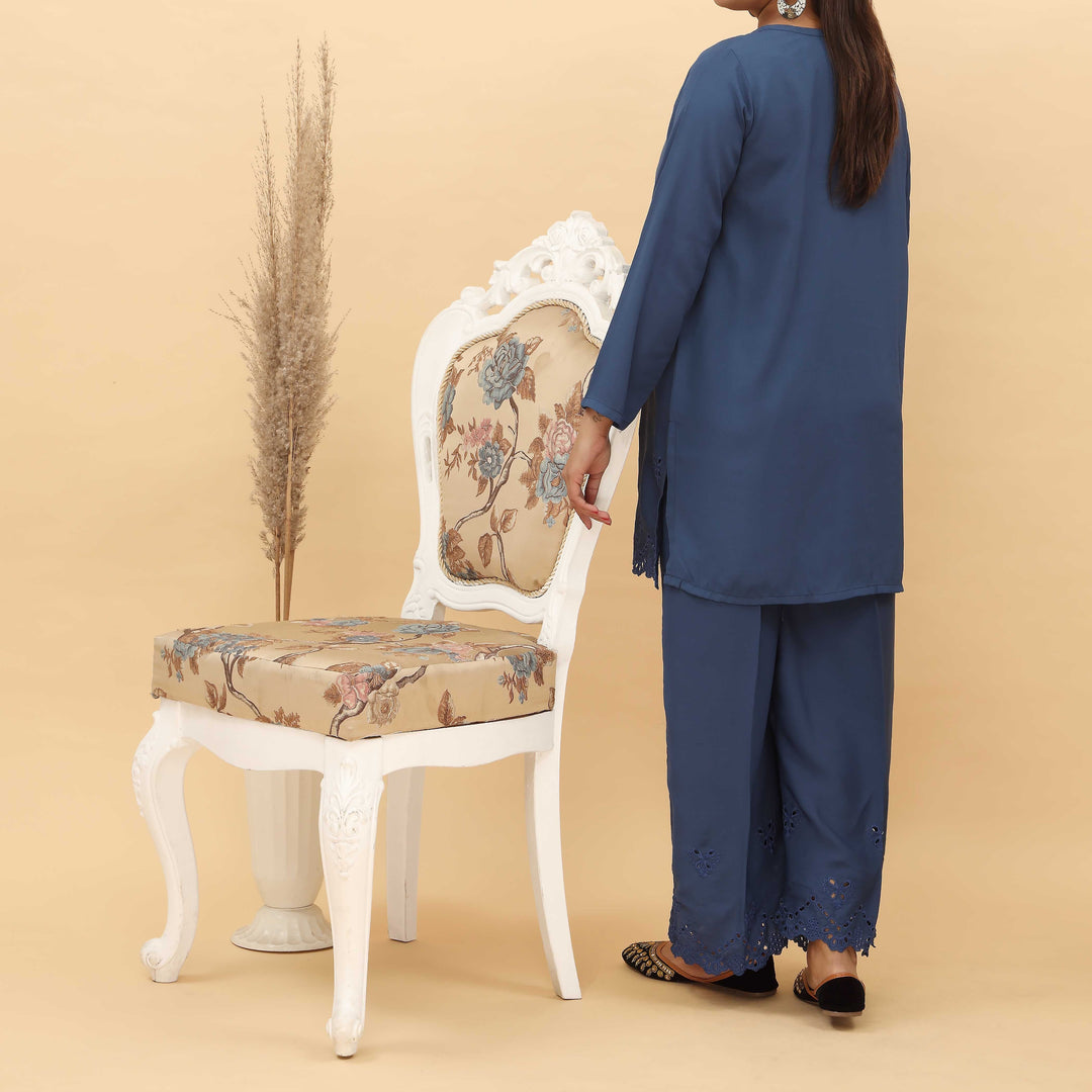 2PC- Schiffli Embroidery Grip Silk Suit PS5011