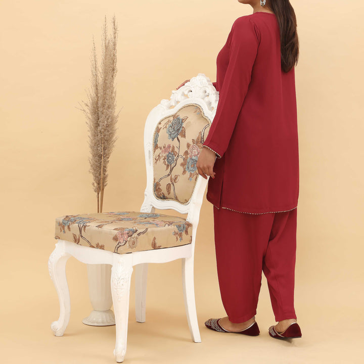 2PC- Sequins Embroidered Grip Silk Suit PS5028