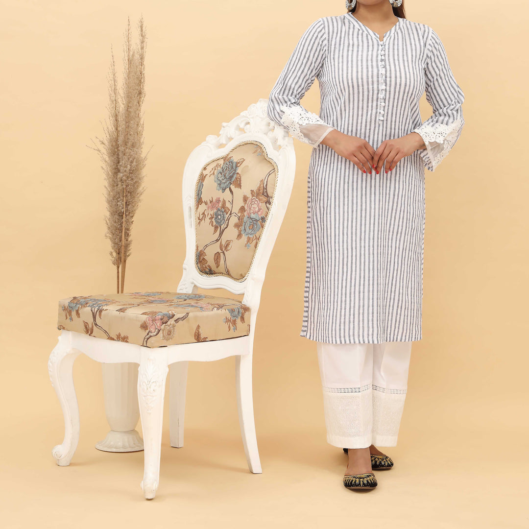 1PC- Yarn Dyed Jaquard Shirt With Stitching Details PS5036