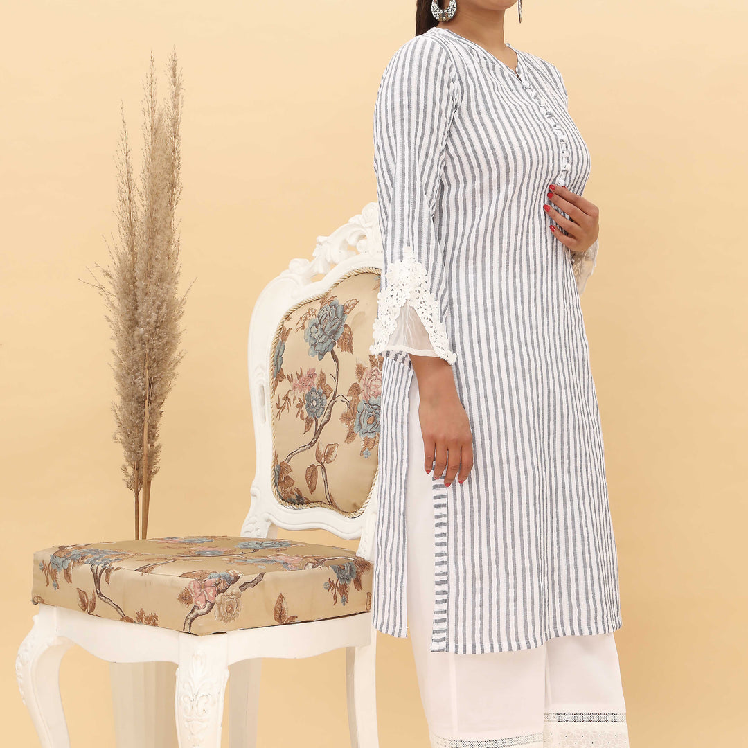 1PC- Yarn Dyed Jaquard Shirt With Stitching Details PS5036