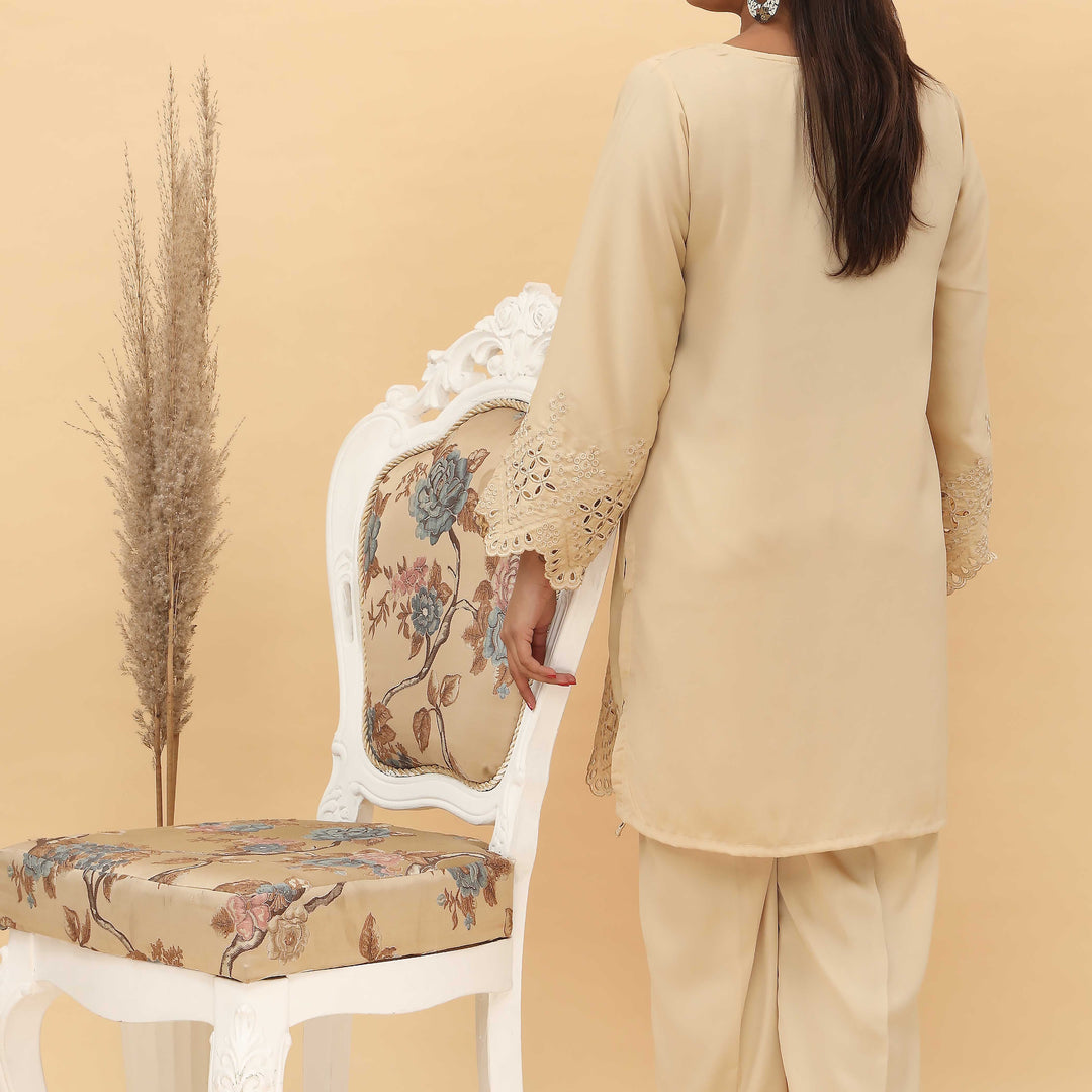 2PC- Schifili Embroidery Grip Silk Suit PS5041