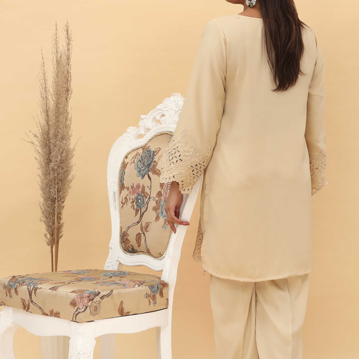 2PC- Schifili Embroidery Grip Silk Suit PS5041
