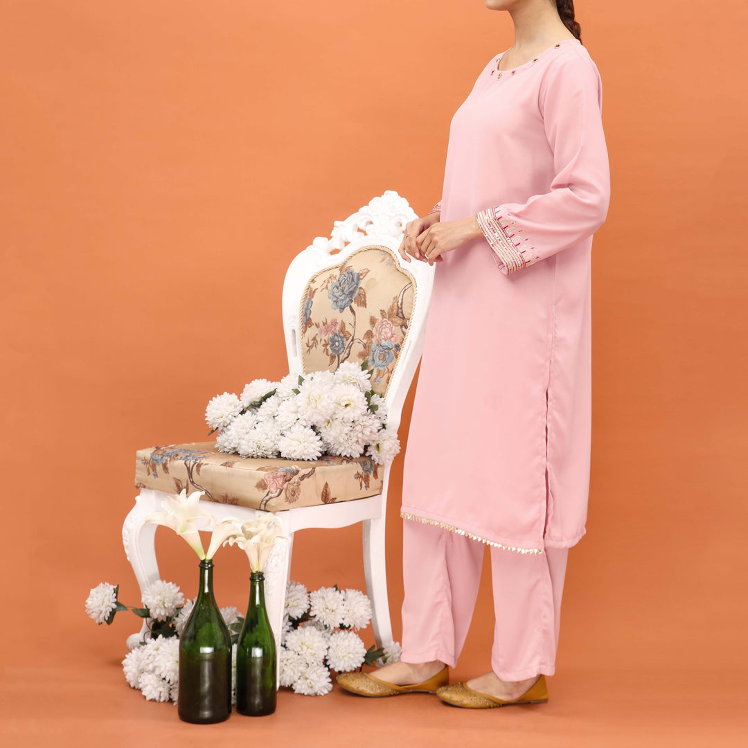 2PC- Embellished Grip Slik Suit PS5042