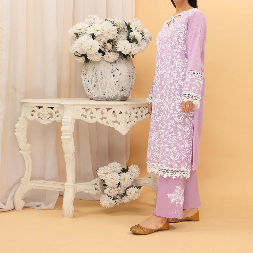 2PC- Slub Lawn Screen Printed Suit PS5047