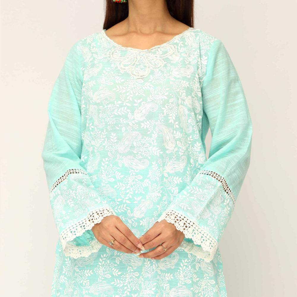 2PC- Screen Printed Slub Lawn Suit PS5051