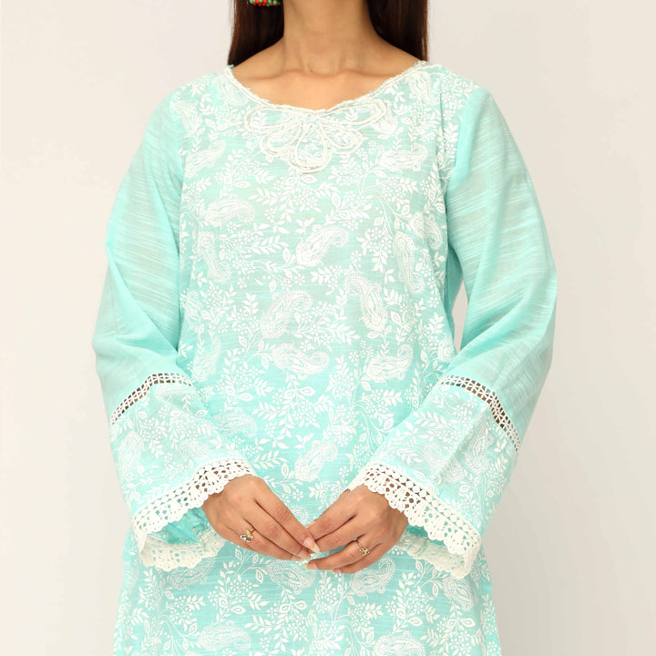 2PC- Screen Printed Slub Lawn Suit PS5051