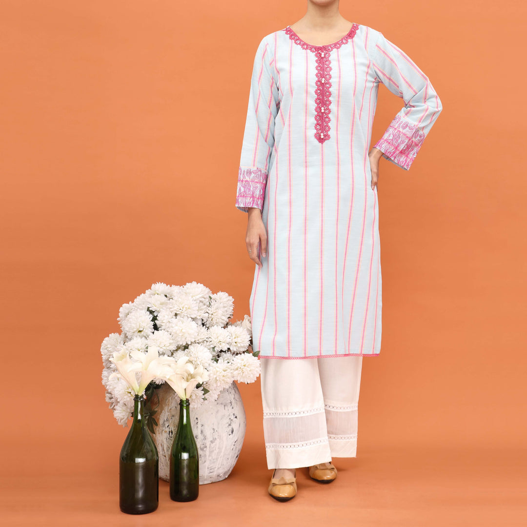 1PC- Embriodered Cotton Shirt PS5056