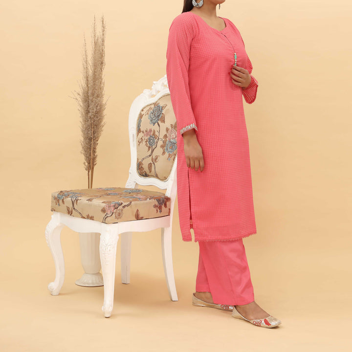 2PC- Embosed Broshia Chiffon Suit PS5057