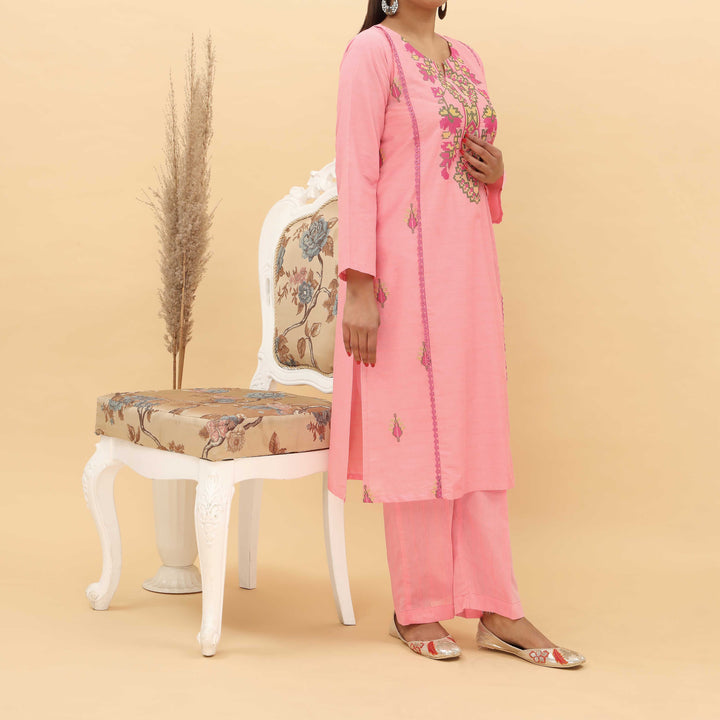 2PC- Embroidered Yarn Dyed Cotton Suit PS5058