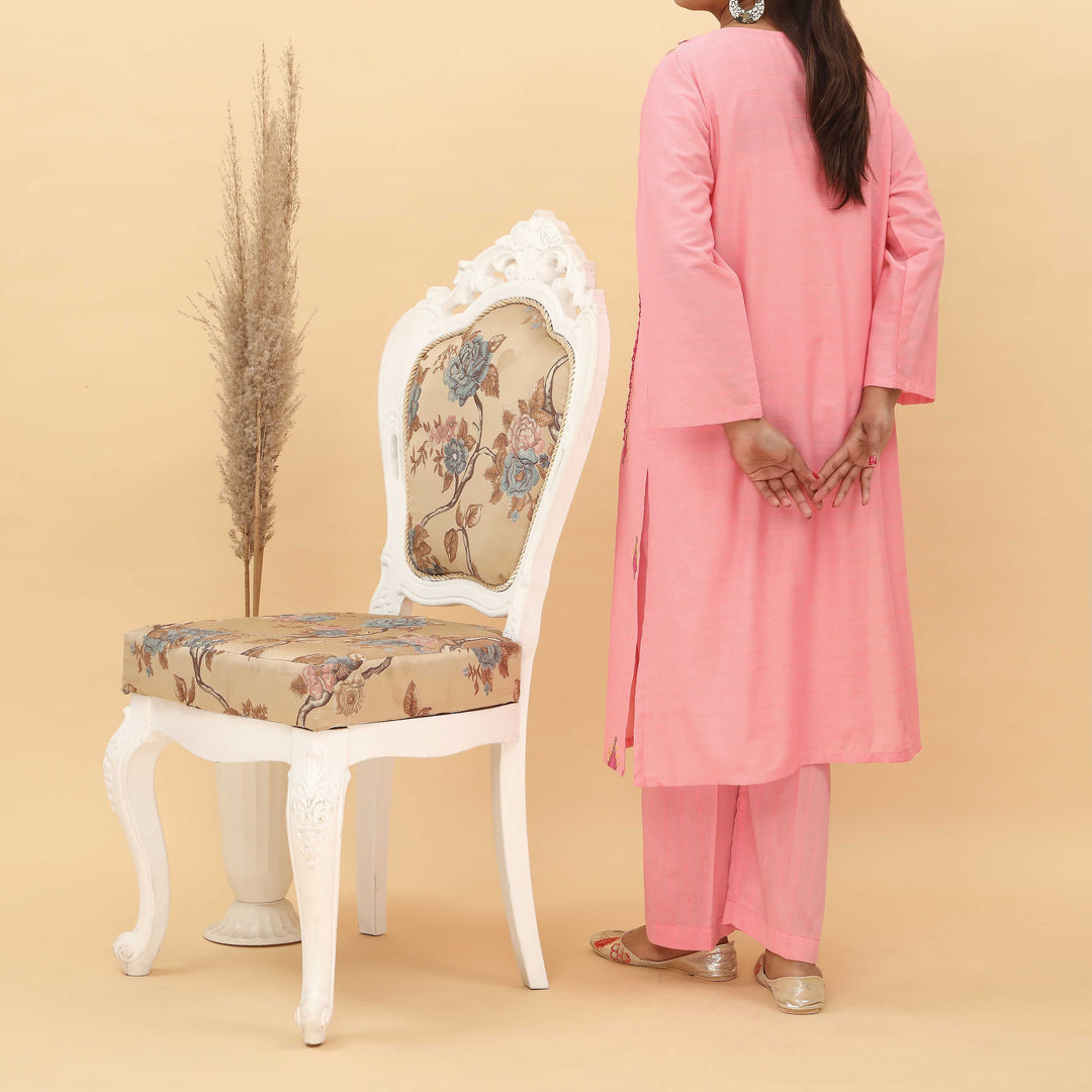 2PC- Embroidered Yarn Dyed Cotton Suit PS5058