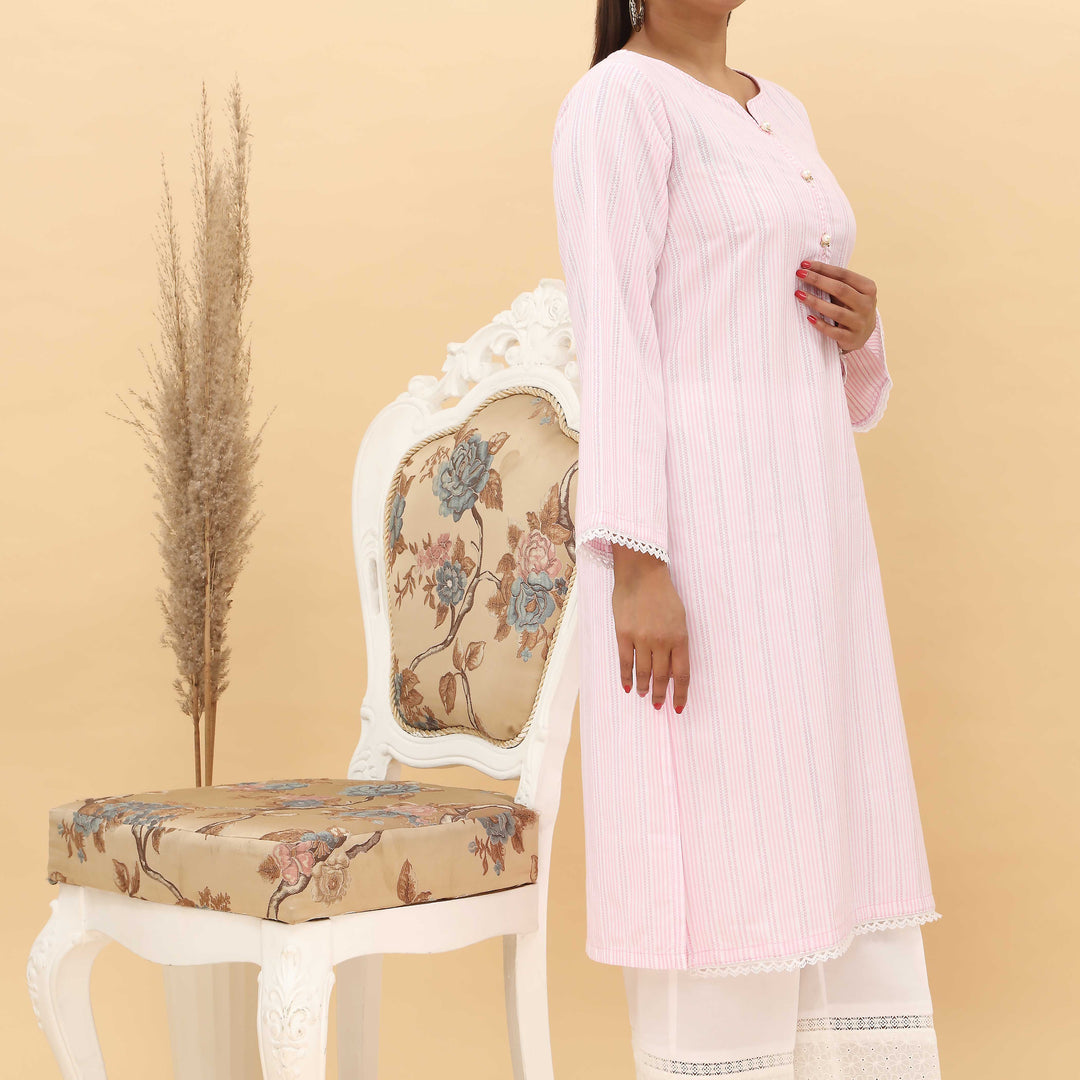 1PC- Yarn Dyed Jaquard Shirt With Stitching Details PS5066