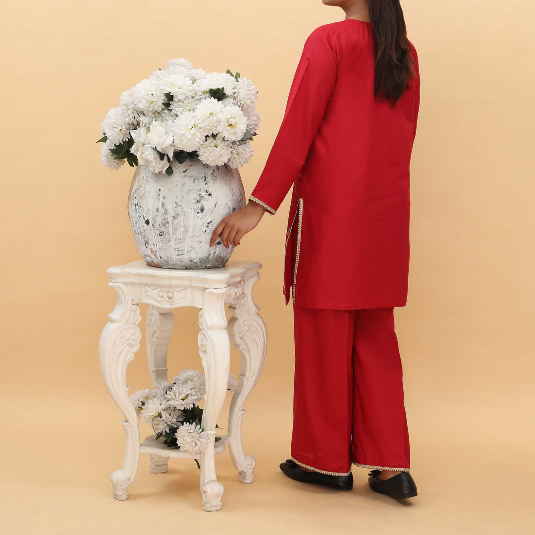 2PC- Embellished Cambric Cord Set PS5074