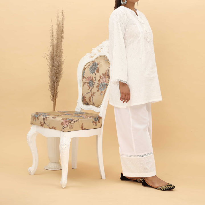 2PC- Schifili Chiken Embroidered Suit PS5086