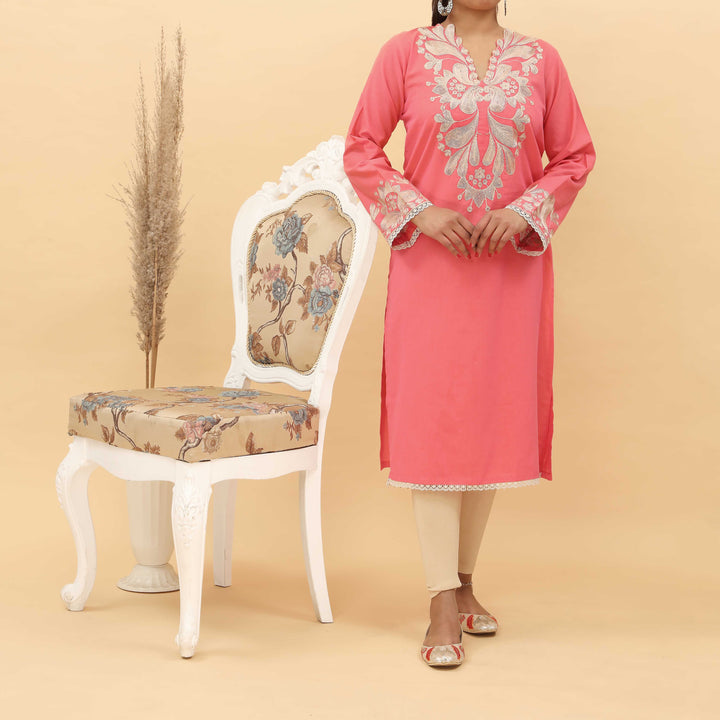 1PC- Embroidered Chambray Cotton Shirt  PS5091