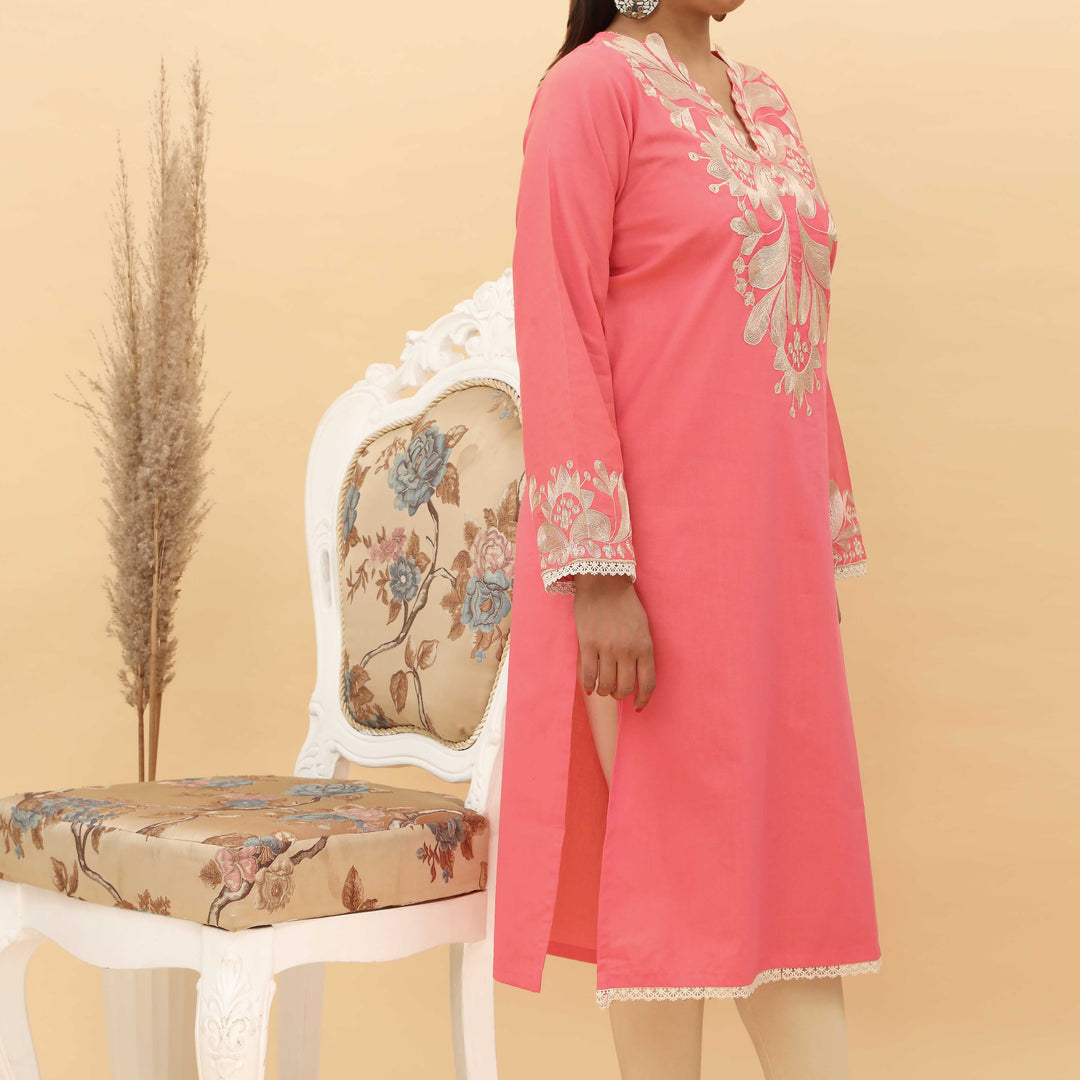 1PC- Embroidered Chambray Cotton Shirt  PS5091