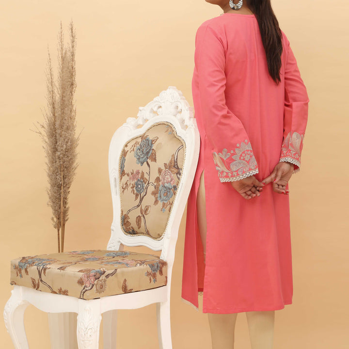 1PC- Embroidered Chambray Cotton Shirt  PS5091