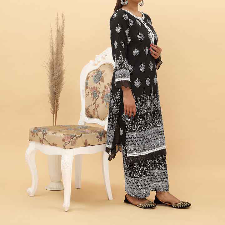 2PC- Puff Printed Cotton Cambric Suit PS5101