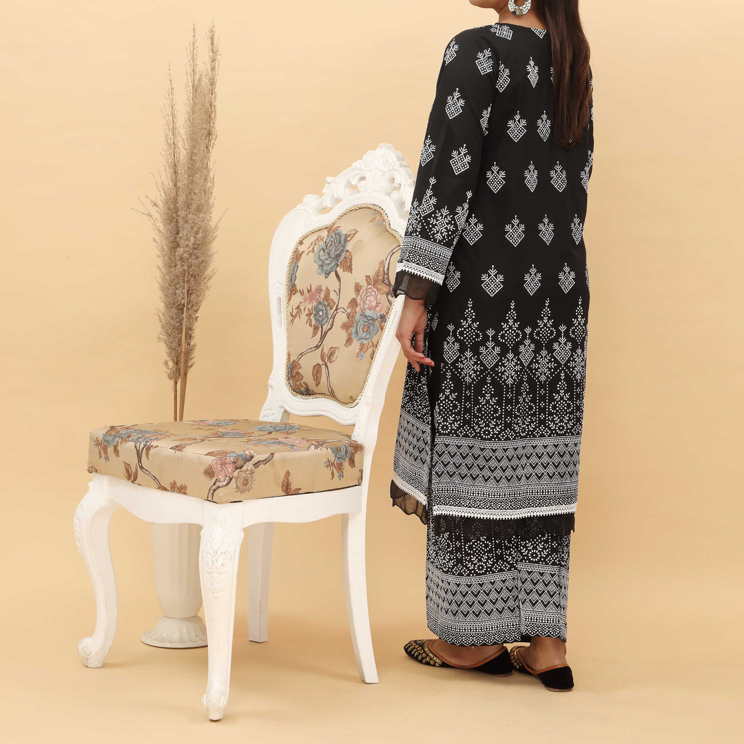 2PC- Puff Printed Cotton Cambric Suit PS5101