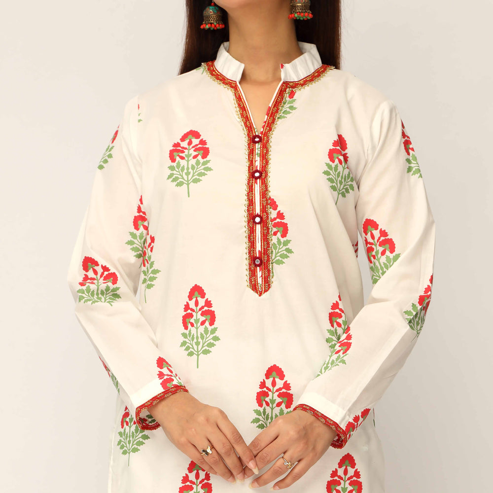 2PC- Screen Printed Cotton Cambric Suit PS5105