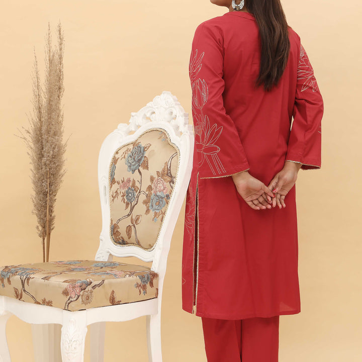 2PC- Gold Printed Cotton Cambric Suit PS5112