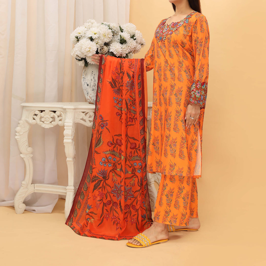 3PC- Digital Printed Gripsilk Suit PS5115