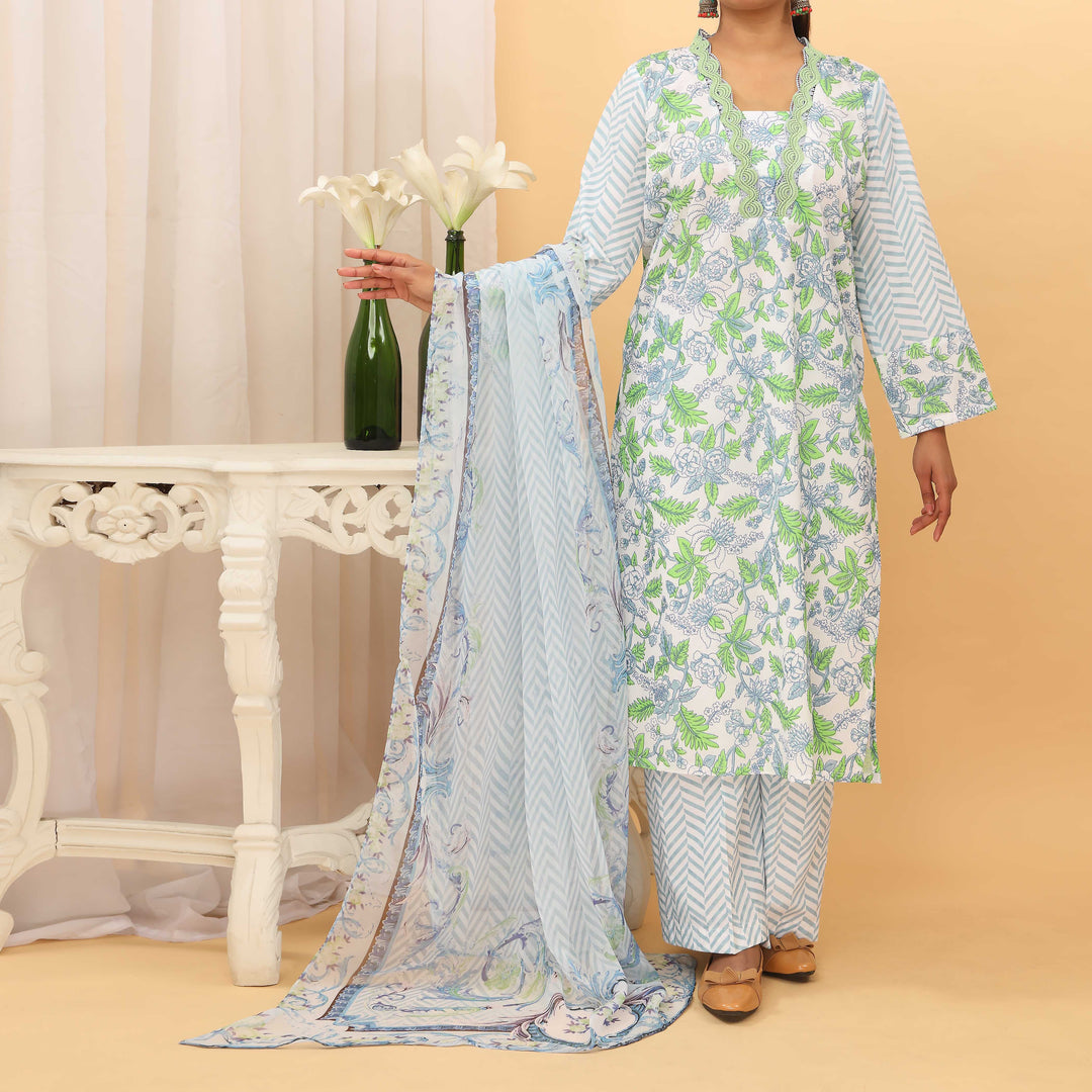 3PC- Screen Printed Cambric Suit PS5118