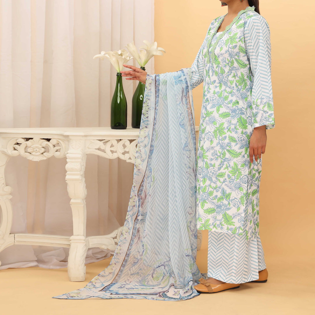 3PC- Screen Printed Cambric Suit PS5118