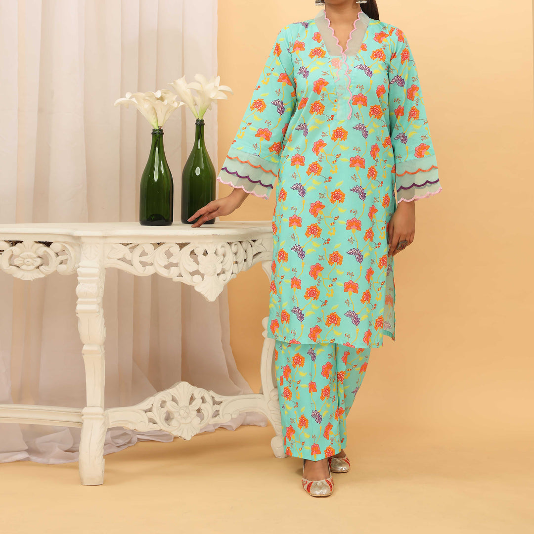 2PC- Digital Printed Cambric Suit PS5130