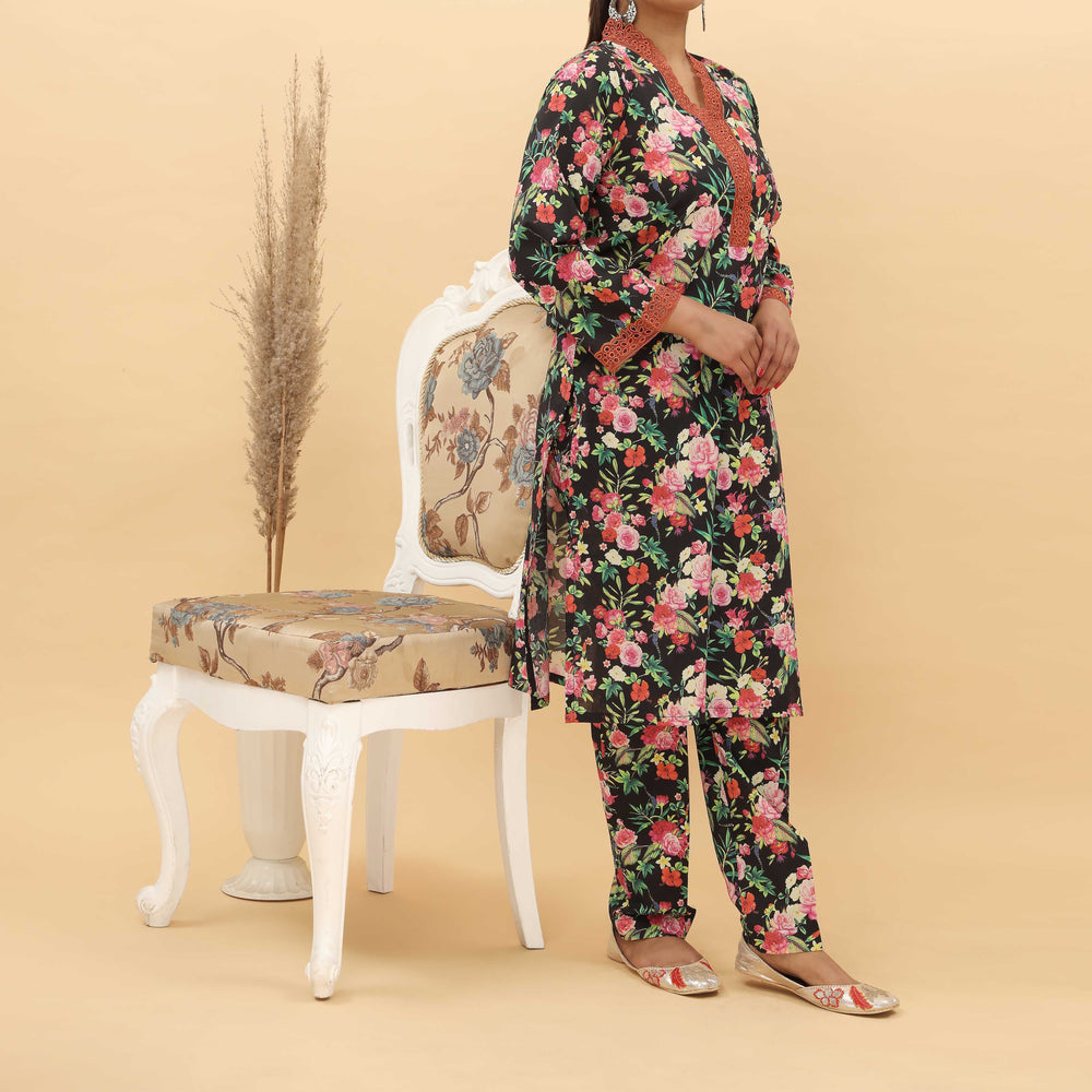 2PC- Embroidered Digital Printed Cotton Cambric Suit   PS5132