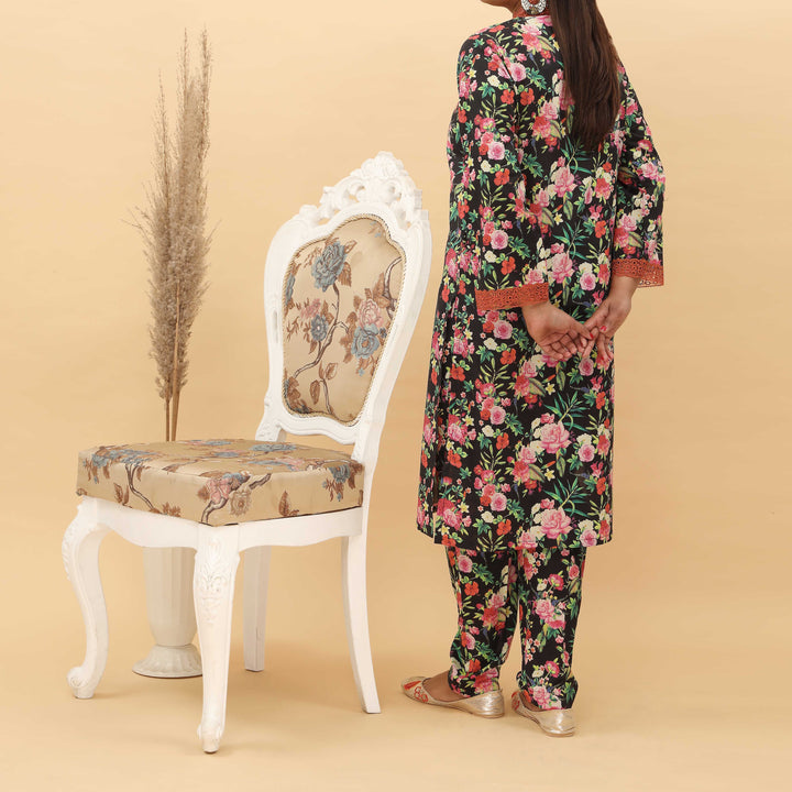 2PC- Embroidered Digital Printed Cotton Cambric Suit   PS5132