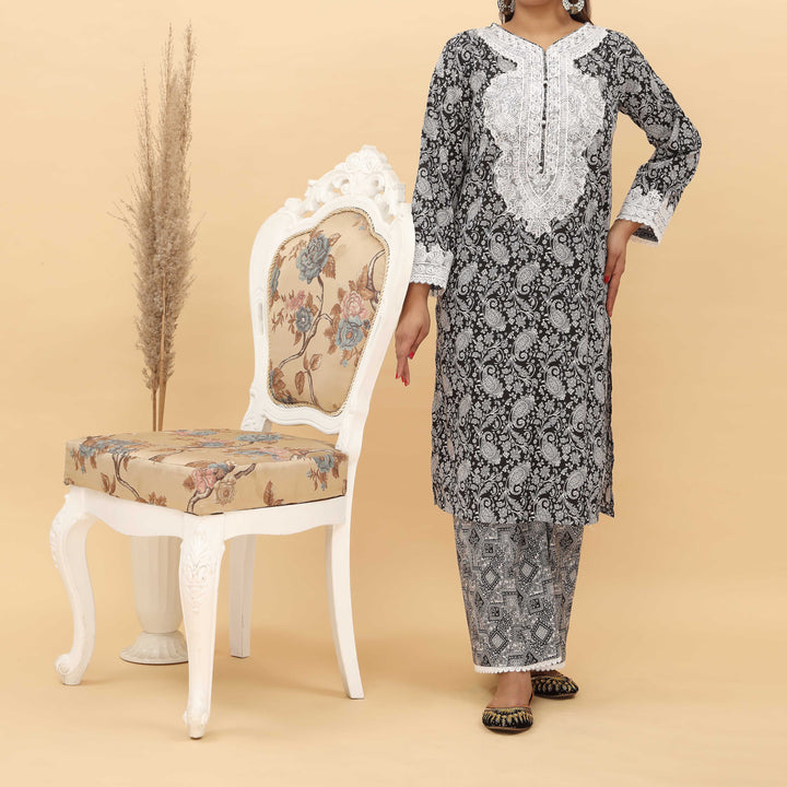 2PC- Embroidered Digital Printed Cotton Cambric Suit   PS5133