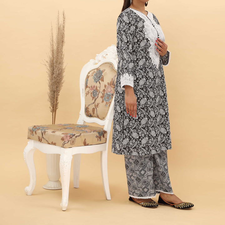 2PC- Embroidered Digital Printed Cotton Cambric Suit   PS5133