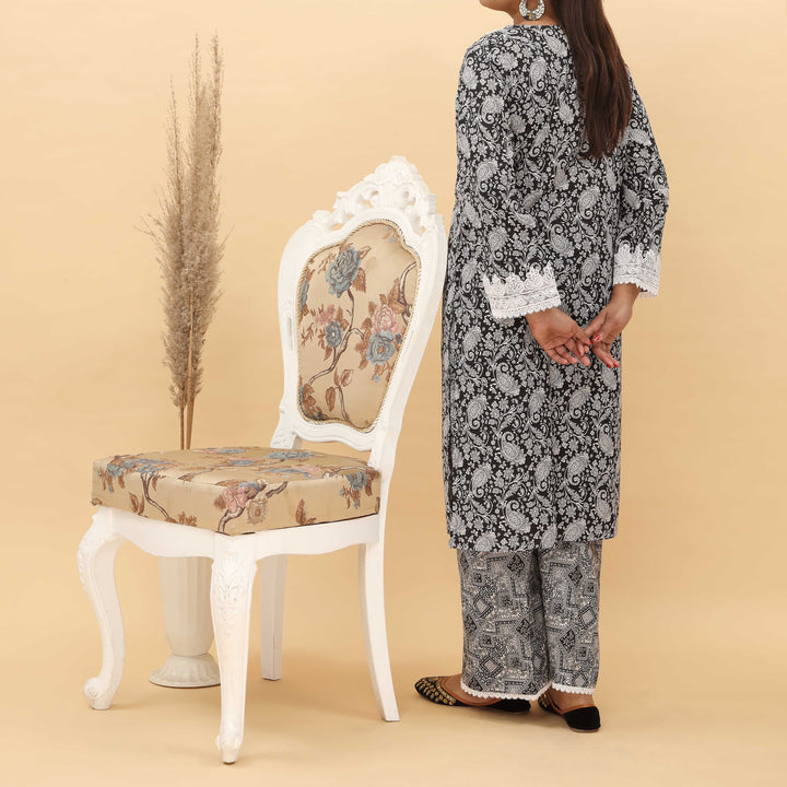 2PC- Embroidered Digital Printed Cotton Cambric Suit   PS5133