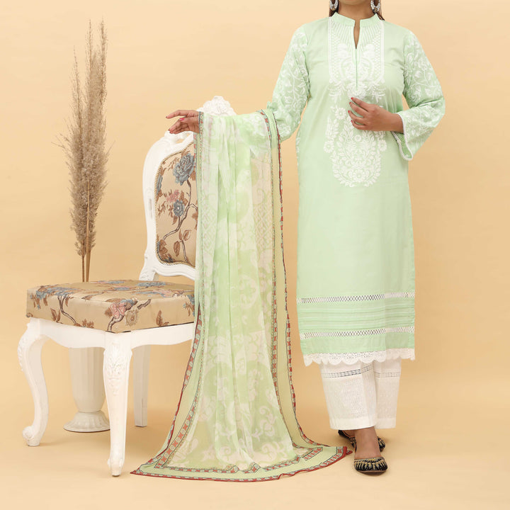 2PC- Puff Printed Cotton Cambric Suit PS5136