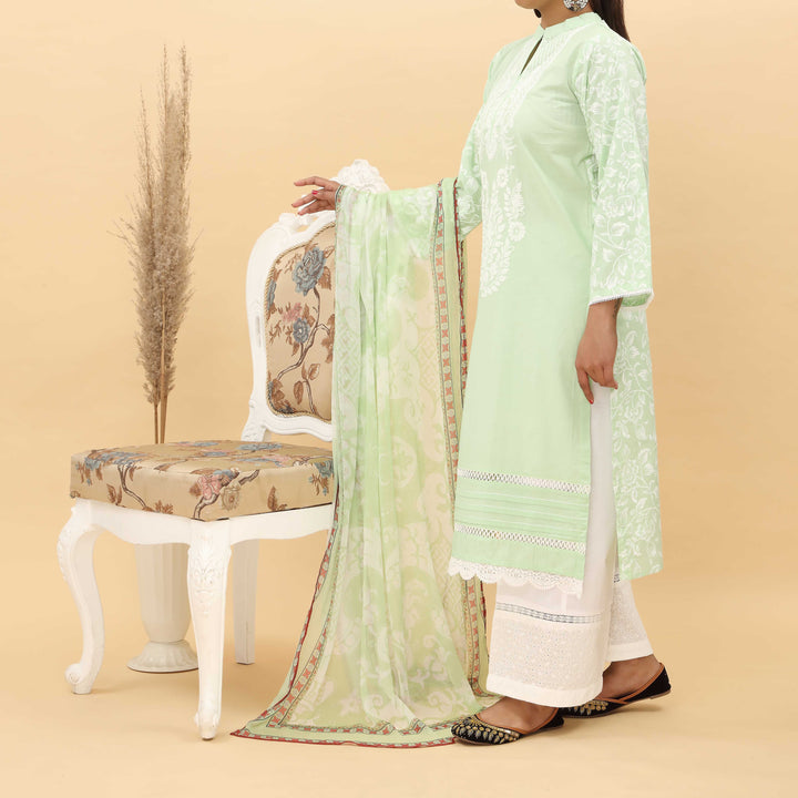 2PC- Puff Printed Cotton Cambric Suit PS5136