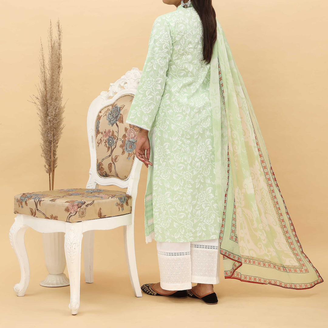 2PC- Puff Printed Cotton Cambric Suit PS5136