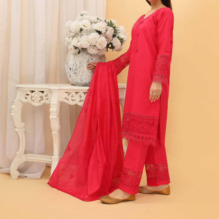 3PC- Embroidered Cambric Suit PS5140