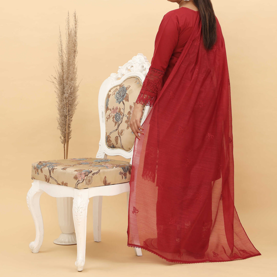 3PC- Embroidered Cotton Cambric Suit PS5141