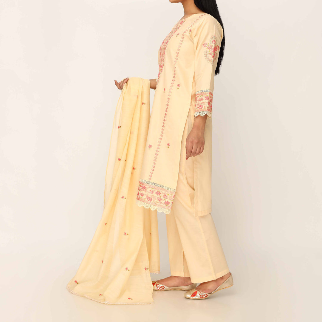 3PC- Cambric Embellished Suit PS5146
