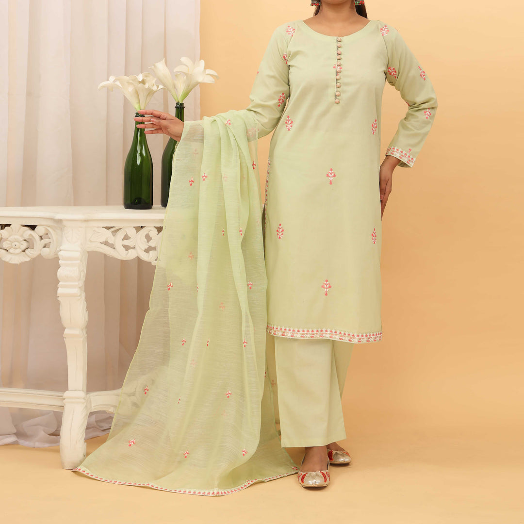 3PC- Embroidered Cambric Suit PS5147