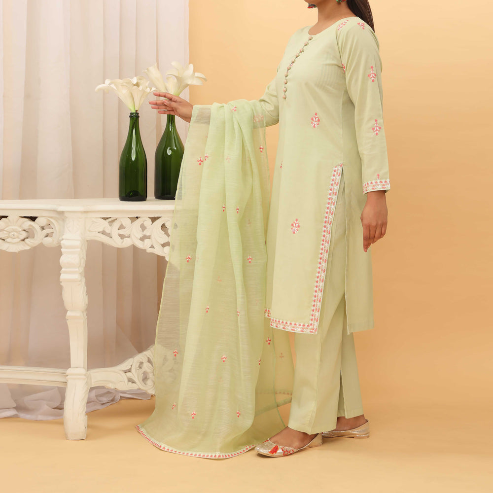 3PC- Embroidered Cambric Suit PS5147